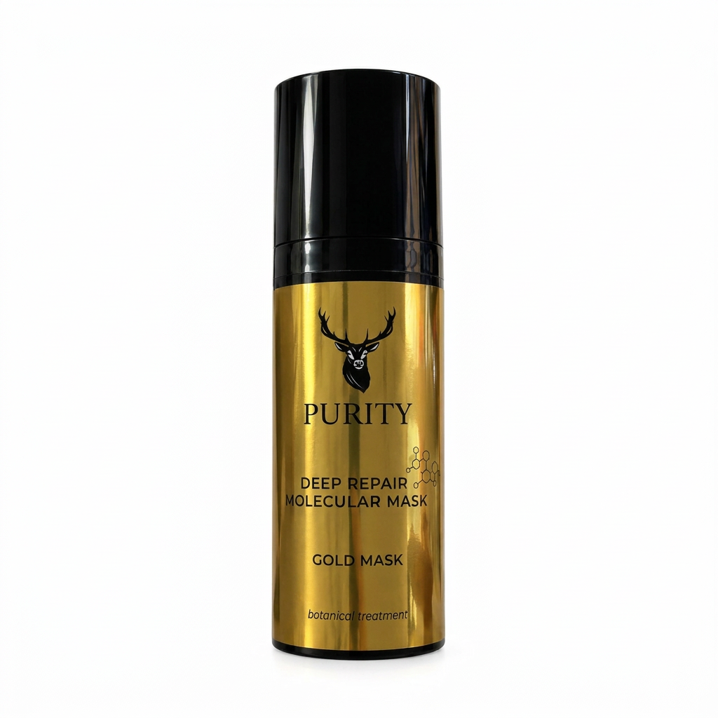 Purity Deep Repair Molecular Mask Gold Mask, flacone intero su sfondo bianco